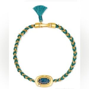 Kendra Scott Anna Vintage Gold Friendship Bracelet in Teal Apatite. Like New!